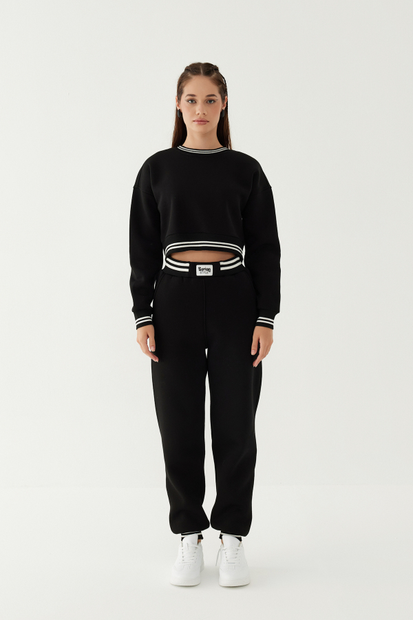 Kadın Şardonlu Crop Sweatshirt - 15