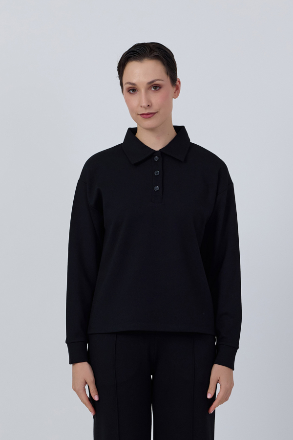 Polo Yaka Sweatshirt - 1