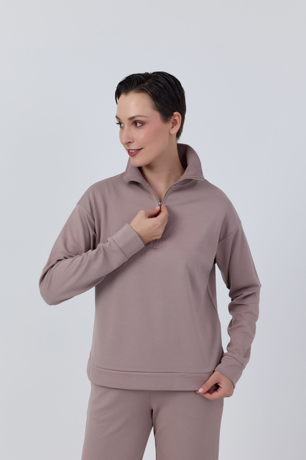 Yaka Fermuar Detaylı Sweatshirt - 22